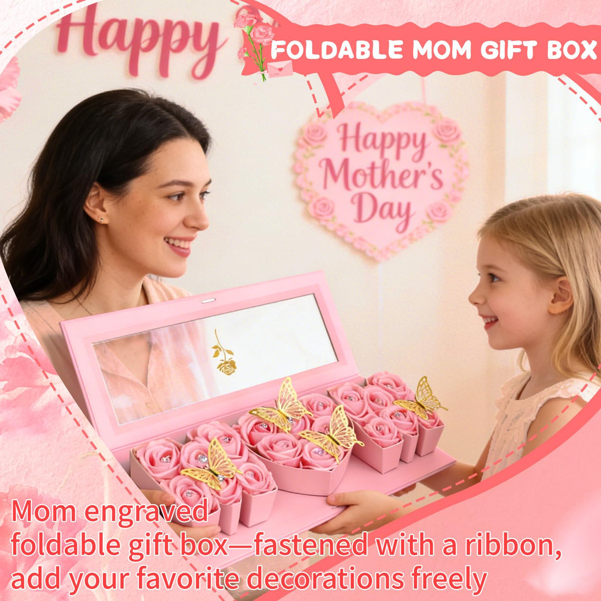 QAUYETM gold butterfly stickers add a sparkling, premium touch to the box