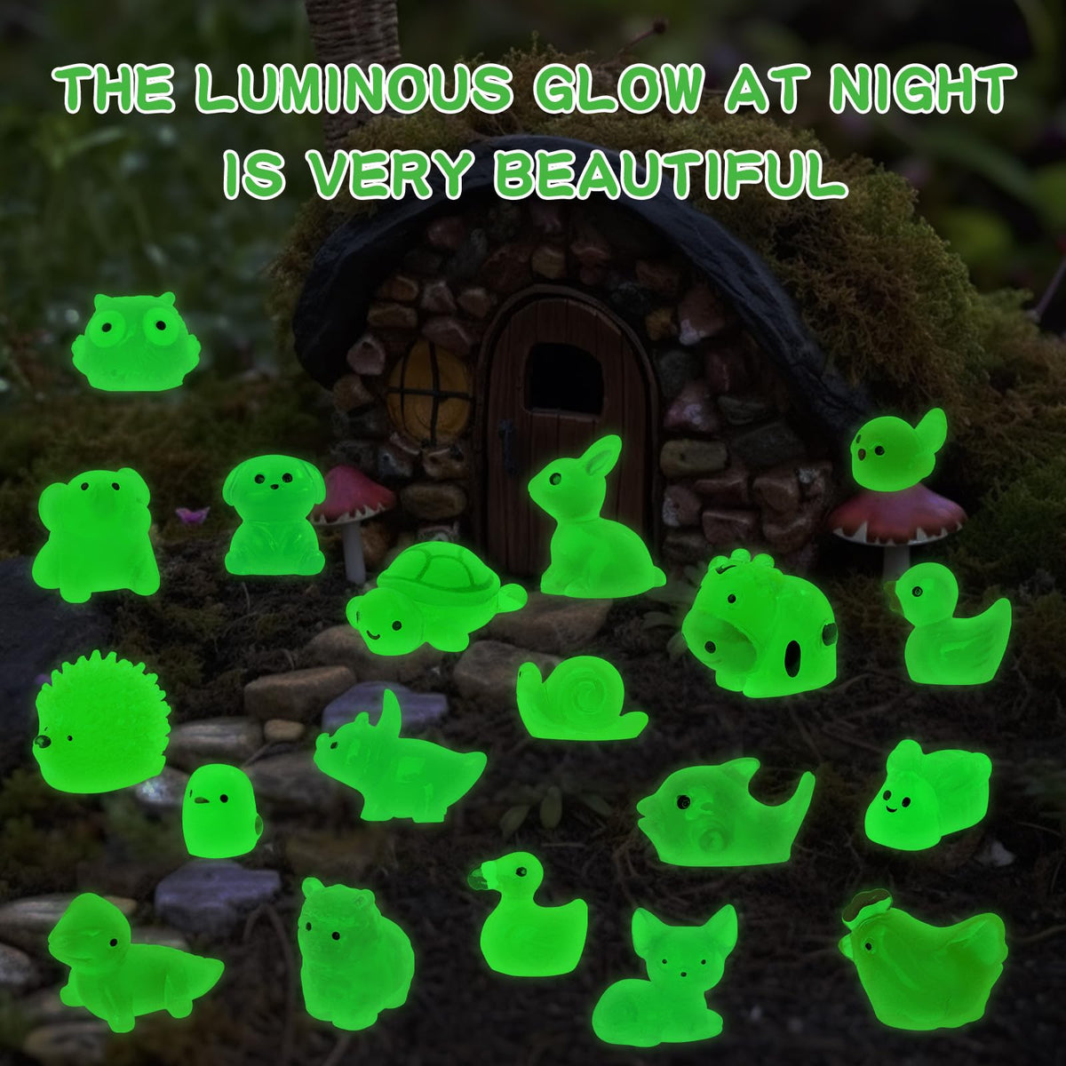 QAUYETM luminous resin alpacas brighten planters and mini scenes after dusk