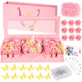 QAUYETM mom box rose layout showcases the romantic window design for Mother's Day