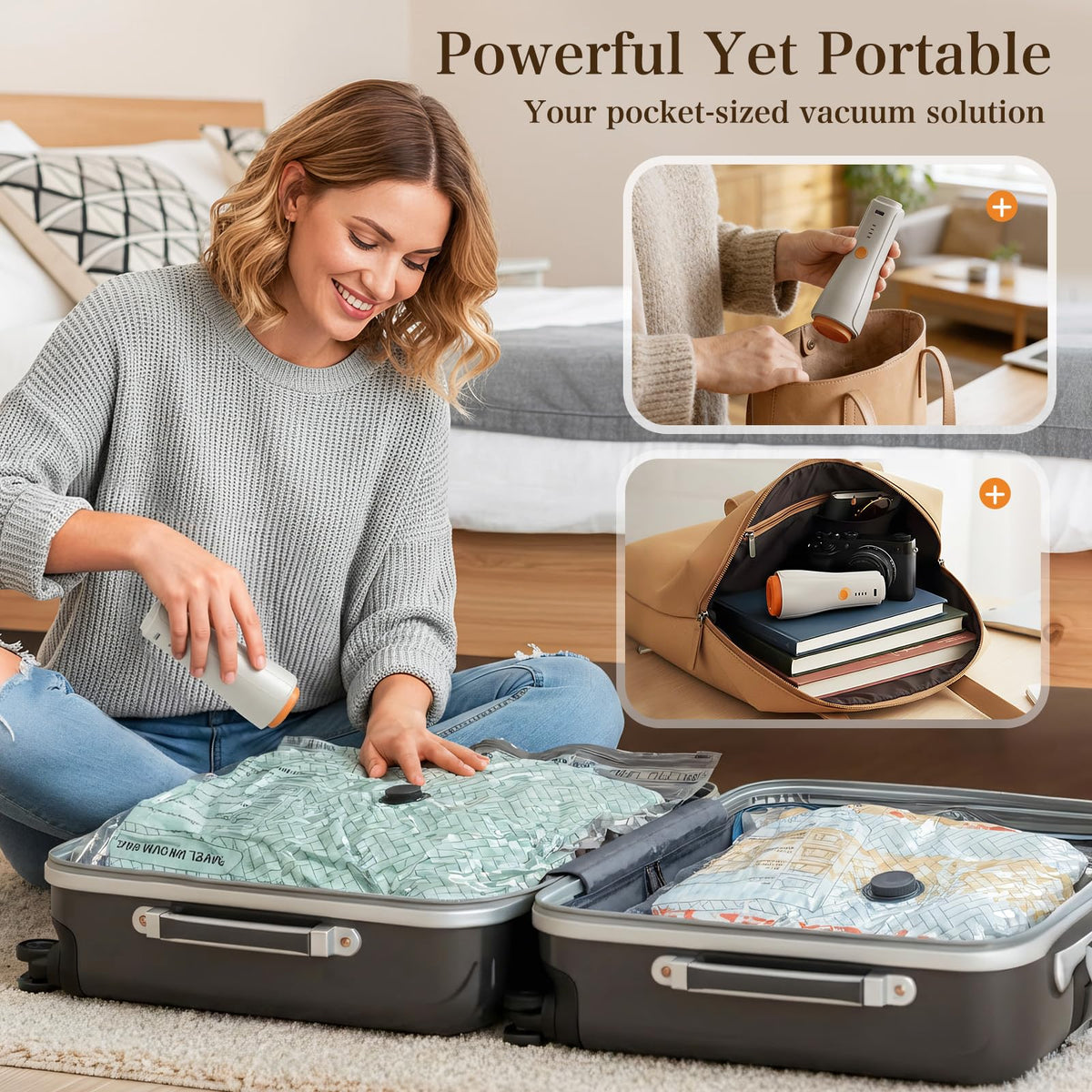 QcoQce keeps clothing and bedding neatly organized during trips.