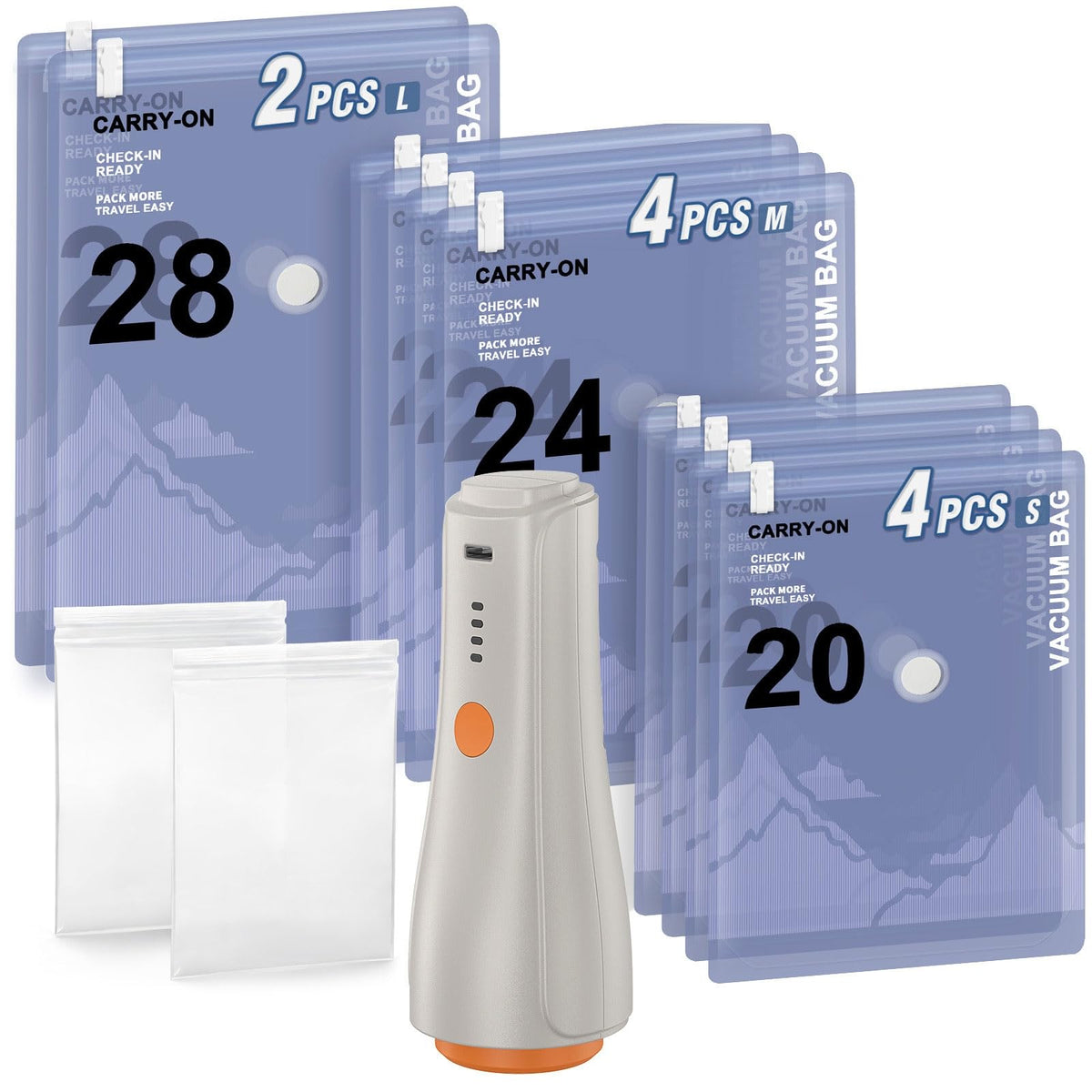 QcoQce rechargeable pump vacuum bag for fast cordless compression during travel