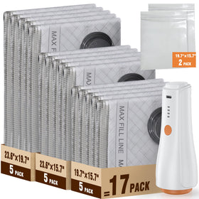 QcoQce vacuum bags with electric pump for efficient travel packing.