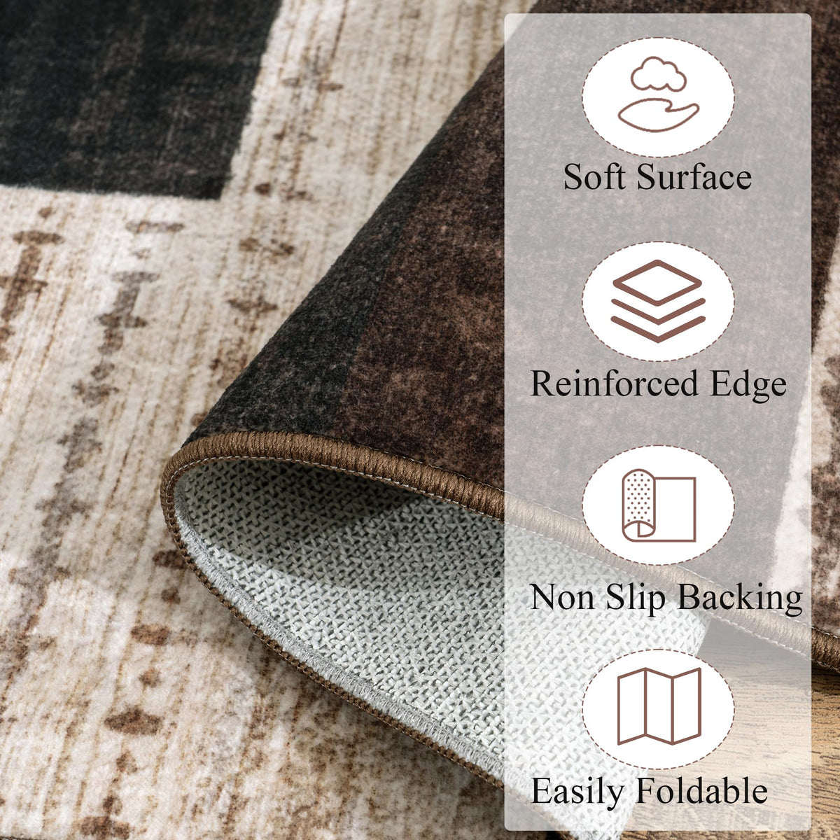 QDUIDU Artificial wool texture rug feels soft and inviting underfoot.