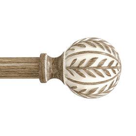 QDWIS Boho wood curtain rod showing adjustable length for windows