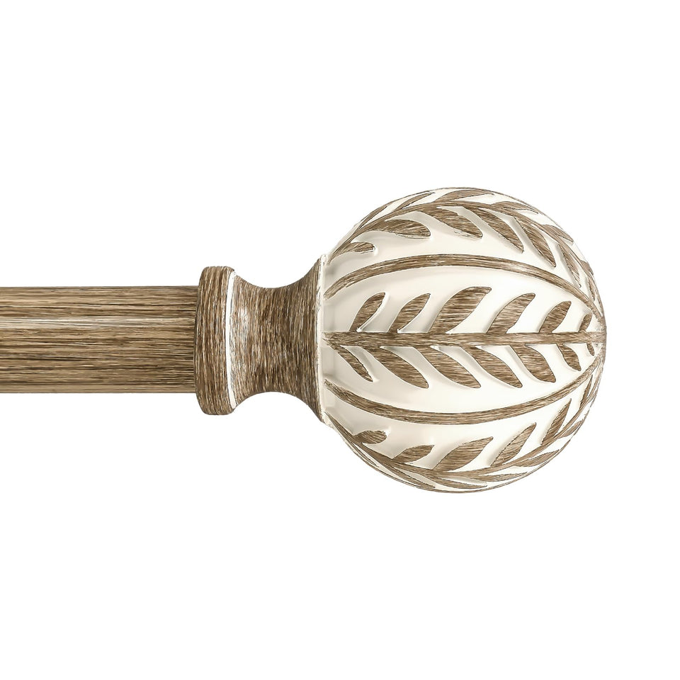 QDWIS Boho wood curtain rod showing adjustable length for windows
