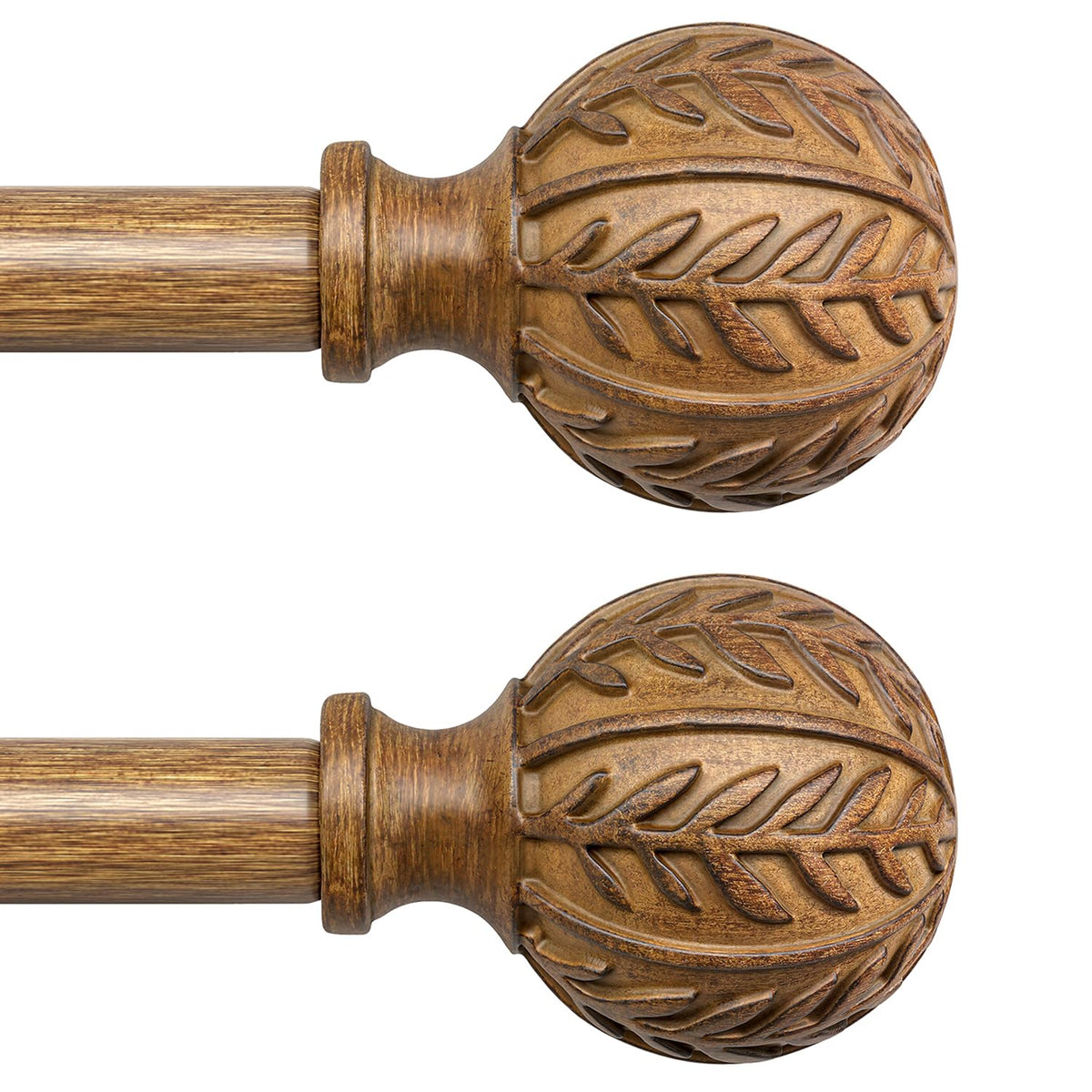 QDWIS boho wood curtain rod set with 1 inch outer rod for sturdy window coverage