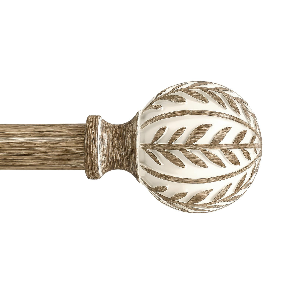 QDWIS Boho wood curtain rod set enhances rustic window decor.