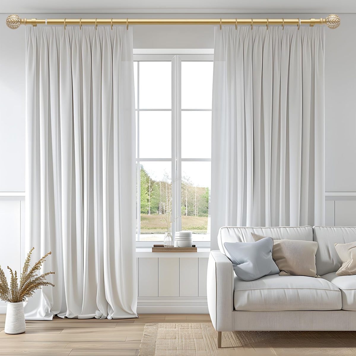 QDWIS gold curtain rod full set fits 28 to 48 inch windows