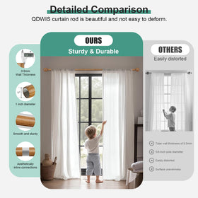QDWIS heavy-duty iron construction supports up to 33 pounds for reliable drapery