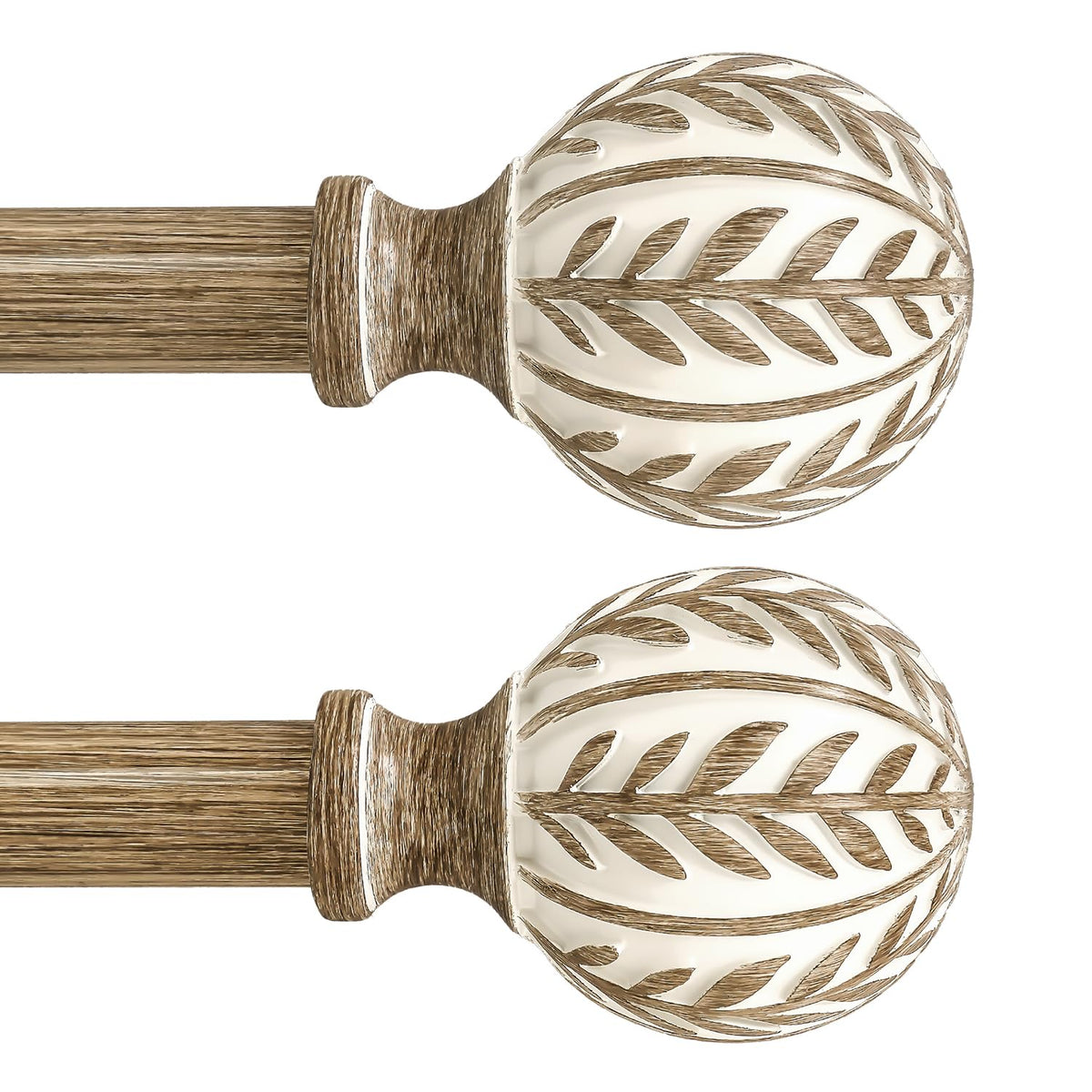 QDWIS imitation wood grain finials for a natural rustic look.