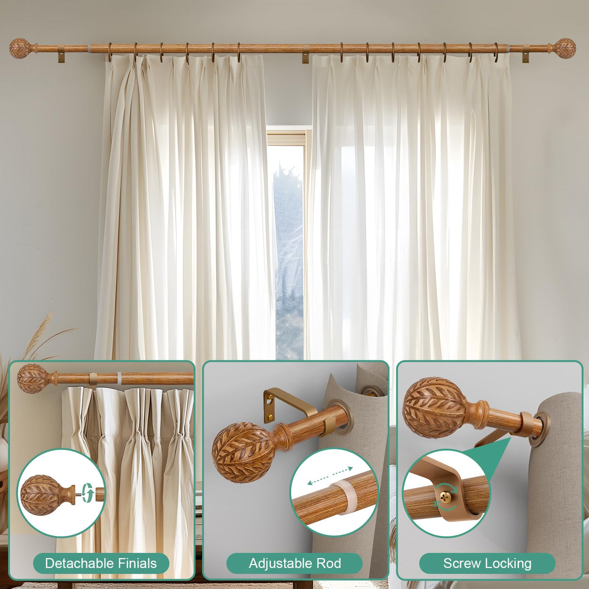QDwis packaged curtain rod set ready for fast installation.