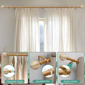 Rustic boho living room setup with QDWIS curtain rod