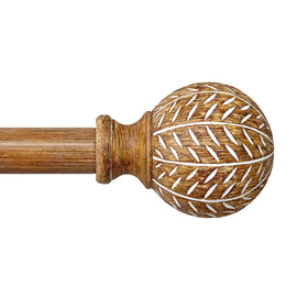 QDWIS wood curtain rod in natural finish, main view highlights sturdy construction and classy style.