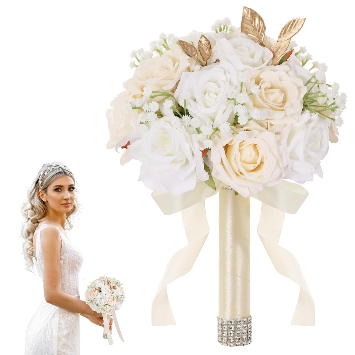 Qeedy wedding bouquet featuring 16 roses for timeless photos