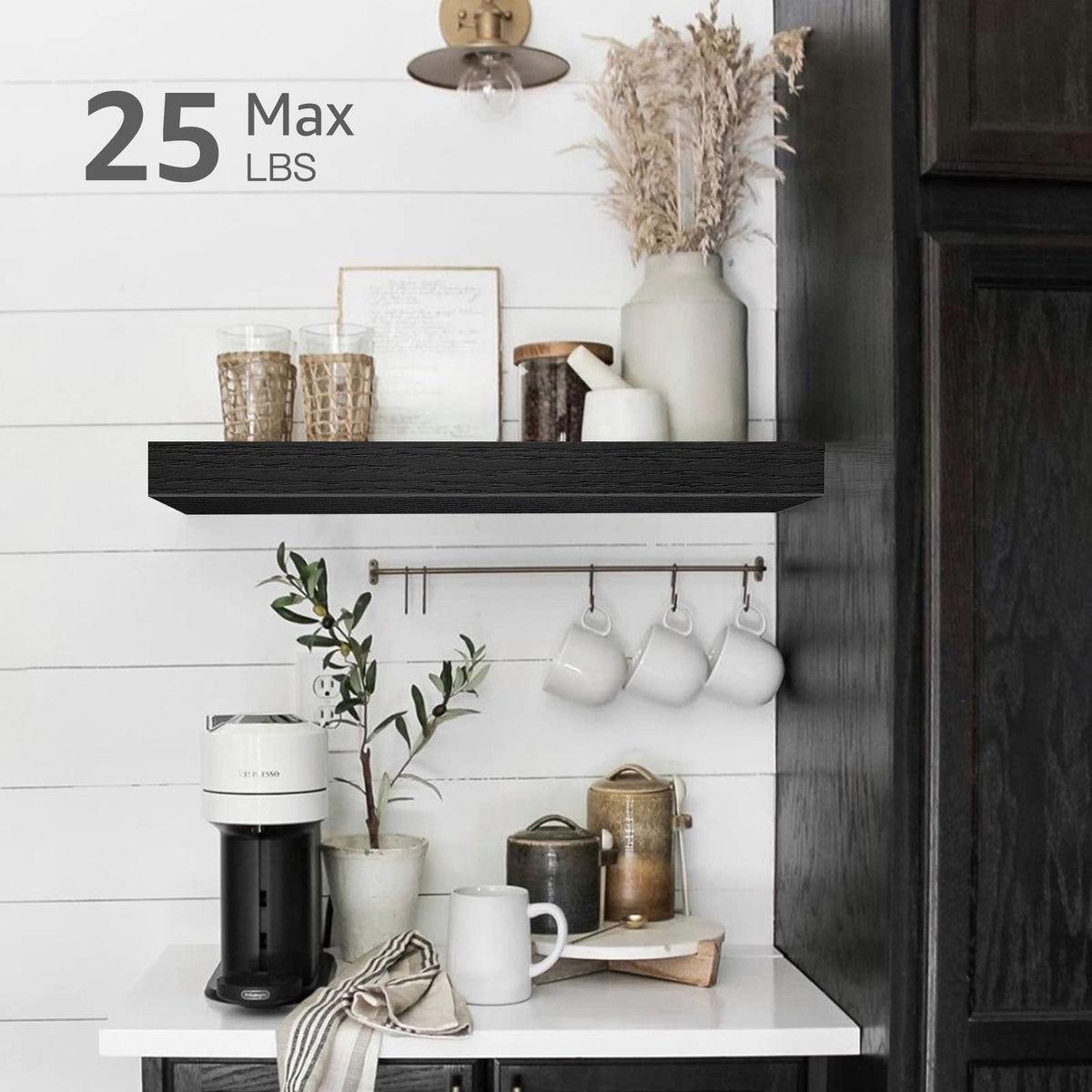 QEEIG shelves showcase succulents and small collectibles on a wall.