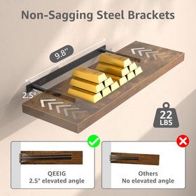 QEEIG 12x16 deep floating shelves brackets detail highlights invisible hardware