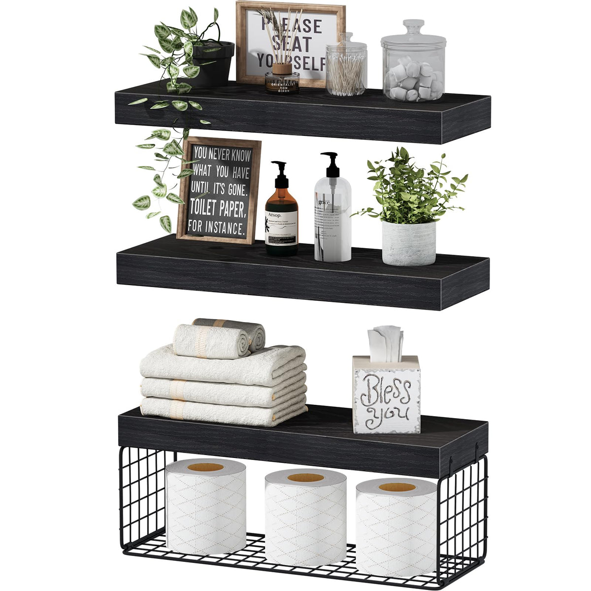QEEIG bathroom shelves over toilet front view with space-saving design