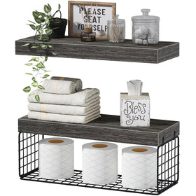 QEEIG over-toilet grey shelves provide extra storage