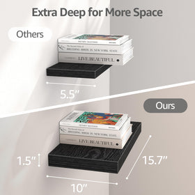 QEEIG black three-shelf set adds organized storage in small spaces.
