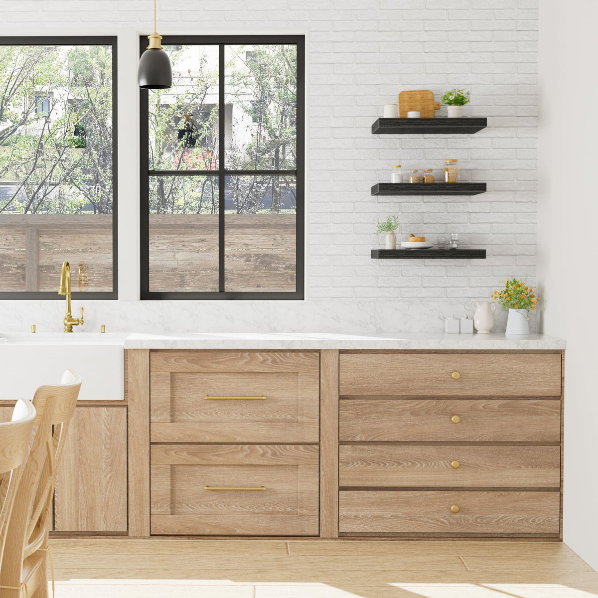 QEEIG invisible bracket design offers a seamless farmhouse look.