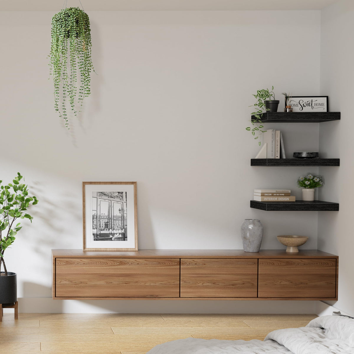 Kitchens and bathrooms benefit from sturdy, space-saving storage by QEEIG.