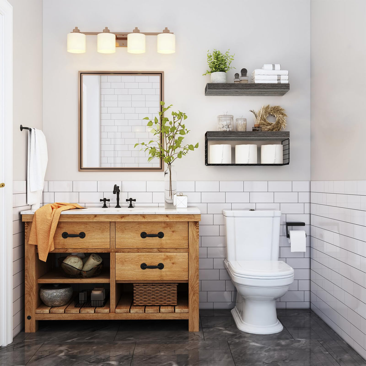 QEEIG floating shelves with invisible brackets for farmhouse charm