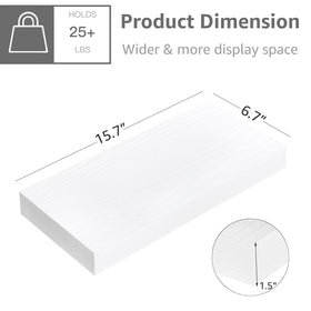 QEEIG white floating shelves with invisible brackets in a bathroom setup.