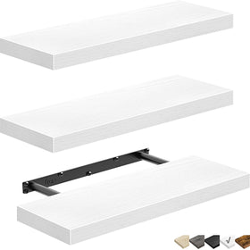 QEEIG 16-inch white shelves neatly framed against a wall.