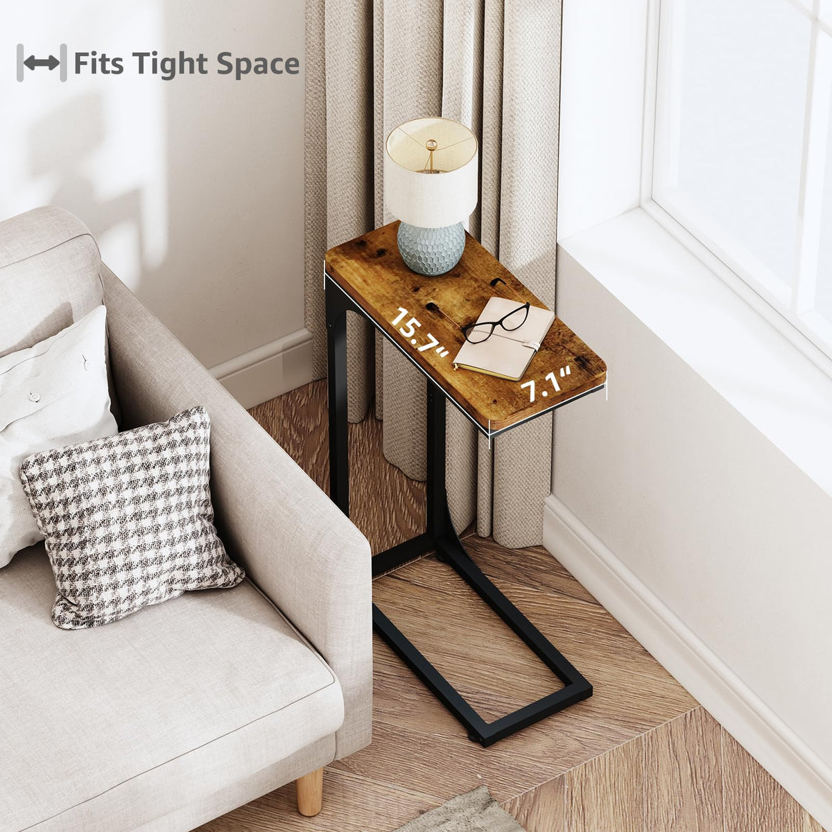 QEEIG slim side tables maximize small-space living room