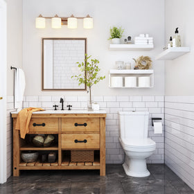 QEEIG wall-mounted floating shelves with invisible brackets for a neat display.