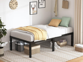 QEROMY Twin XL bed frame during assembly, showcasing quick setup and sturdy foundation