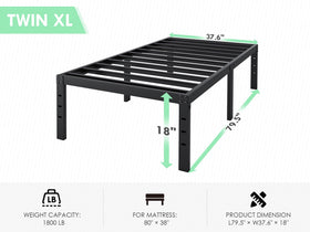 QEROMY Twin XL sturdy-steel-frame emphasizes durable, stable support for heavy mattresses
