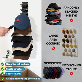 Qeuhehdi hat organizer brim-hanging option saves space.