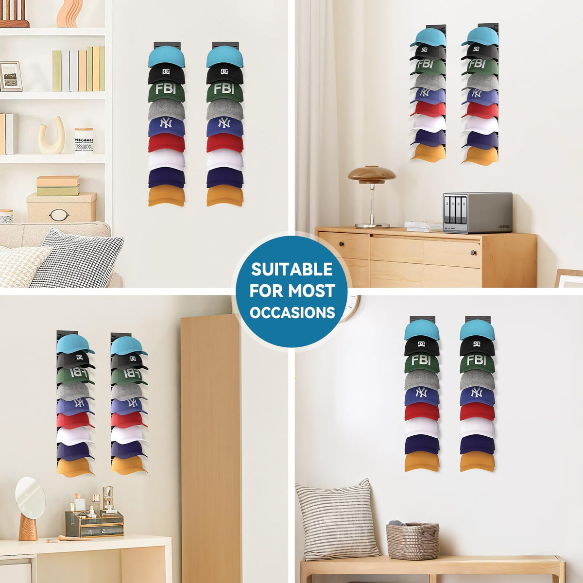 Qeuhehdi hat organizer wall screws and anchors for secure mounting.
