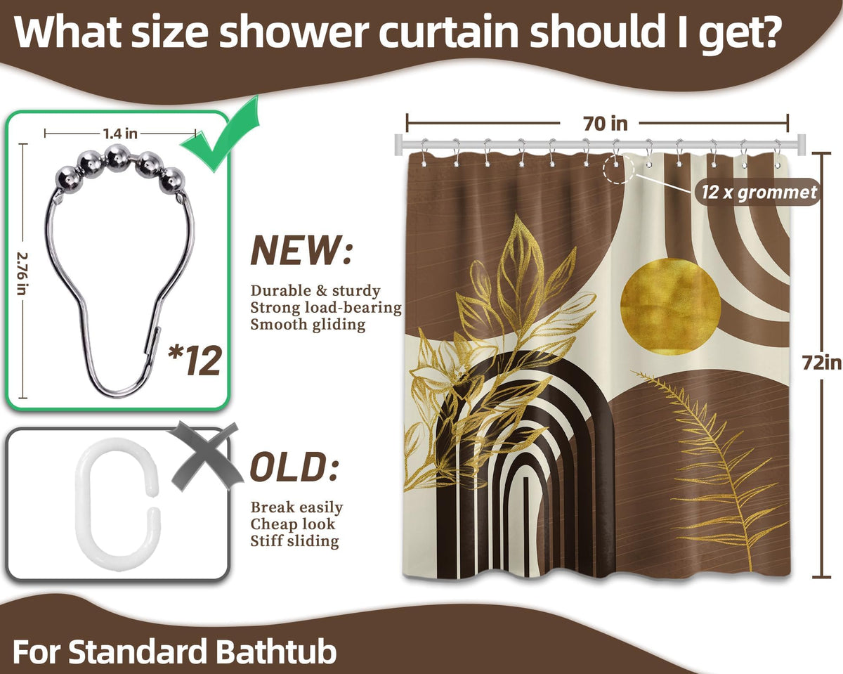 QGHOT 70x72 inch curtain fits standard showers for versatile bathroom styling.