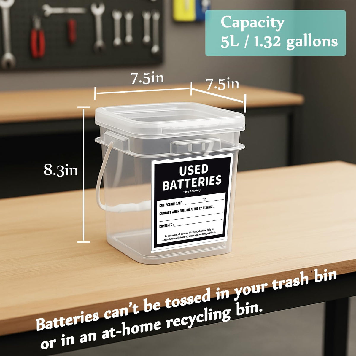 QHAND compact disposal unit for home, office, and garage use.