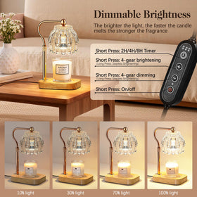 QiMH candle warmer lamp with gold body adds elegant lighting