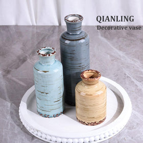 QIANLING ceramic vase set vases for table centerpieces with warm tones.