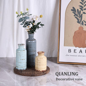 QIANLING ceramic vase set shelf-decor vases for bedroom or entryway.