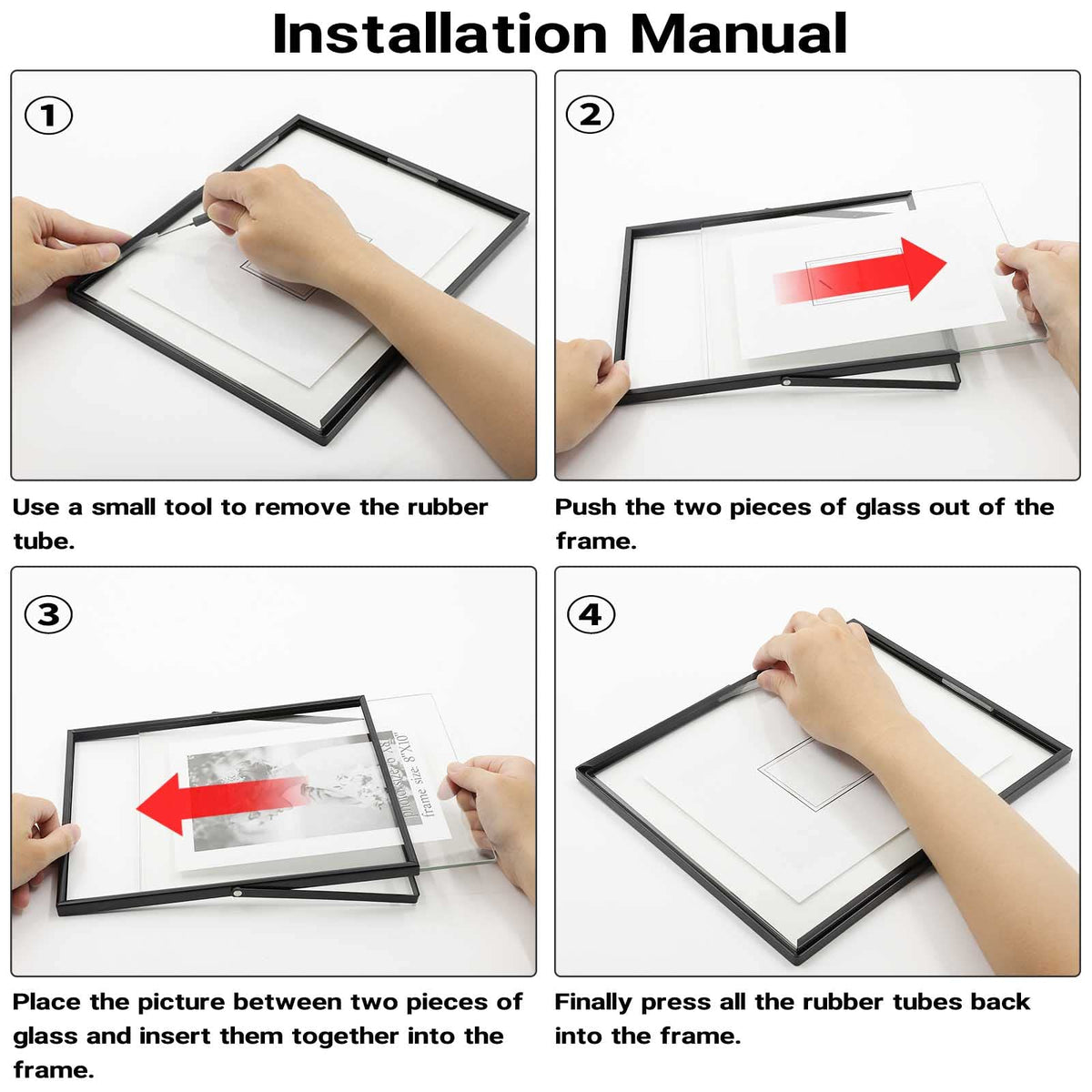 Qiannhee easy photo swap frame demonstrating tool-free photo change