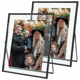 Qiannhee floating frames with 8x10 photos on a desk, modern aesthetic