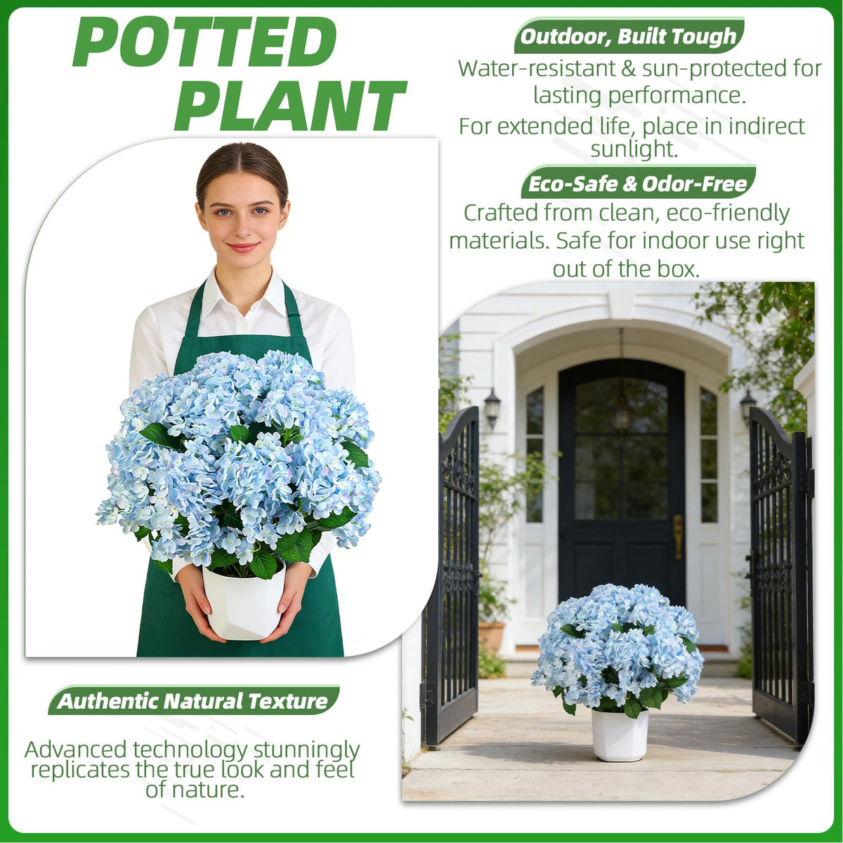 QIANYUN artificial hydrangea bush dense leaves enhance porch aesthetics