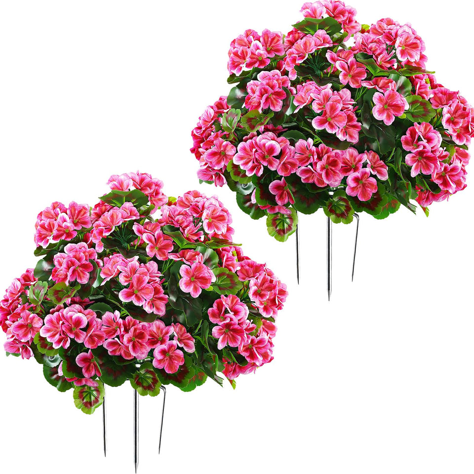 QIANYUN 18-inch pink geranium topiary ball for outdoor front door display.