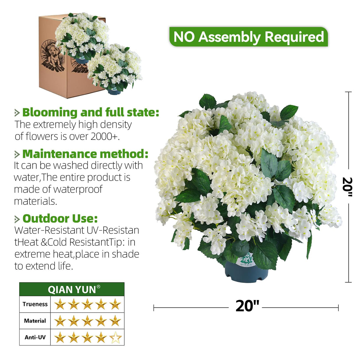 QIANYUN pot-included hydrangea decor for quick front porch styling.