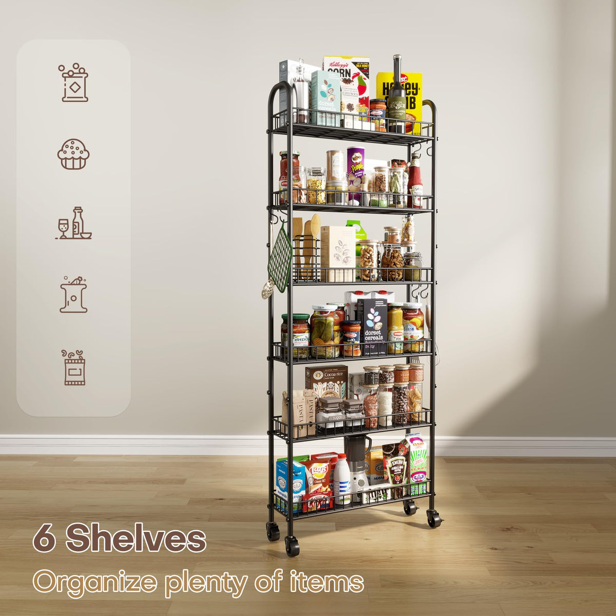 Qiaoxuan easy-to-assemble six-tier cart for quick setup