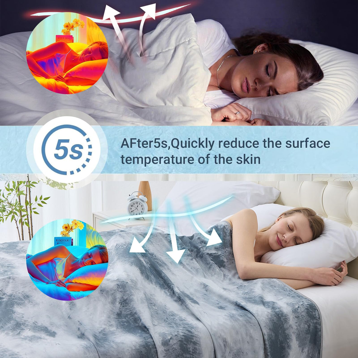Qieryun cooling blanket folded, travel-ready for on-the-go cooling