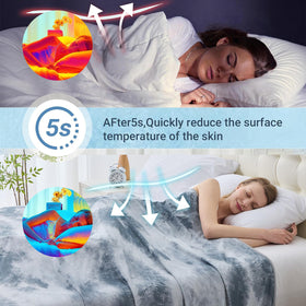 Qieryun cooling blanket folded, travel-ready for on-the-go cooling