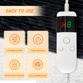 Qieryun heated blanket showing 8-hour auto-off for safe use.