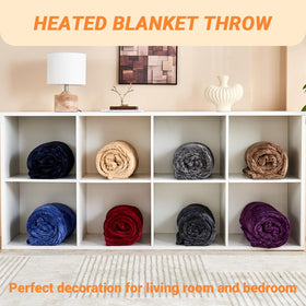 Qieryun electric throw on bed or sofa for quick warmth.