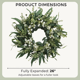 Qiexuxing eucalyptus wreath full greenery closeup showing layered leaves